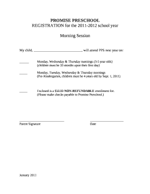 My child, , will attend PPS next year on: