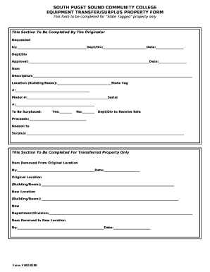 EQUIPMENT TRANSFER/SURPLUS PROPERTY FORM