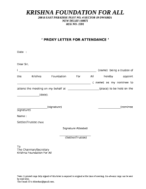 PROXY LETTER FOR ATTENDANCE