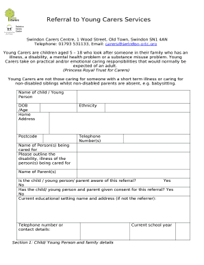 Referral to Young Carers Services