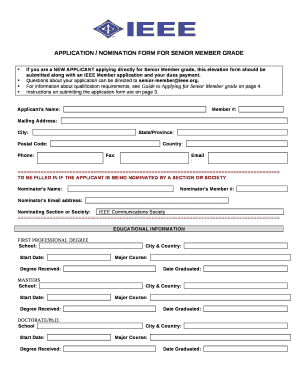 APPLICATION / NOMINATION FORM FOR SENIOR MEMBER GRADE