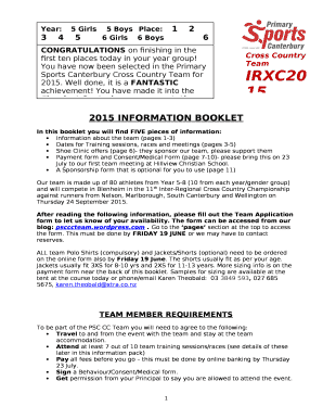Payment form and Consent/Medical Form (page 7-10)- please bring this on 23 July to our first team meeting at Hillview Christian School