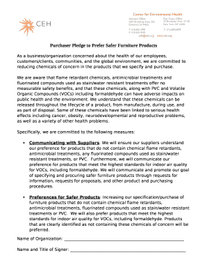 Purchaser Pledge to Prefer Safer Furniture Products