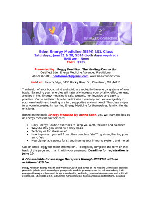 Eden Energy Medicine (EEM) 101 Class Doc Template | pdfFiller