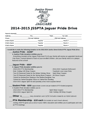 20142015 JSSPTA Jaguar Pride Drive