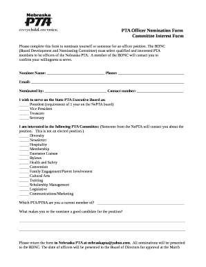 Pta officers template