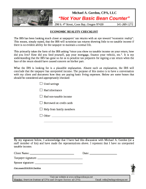 ECONOMIC REALITY CHECKLIST