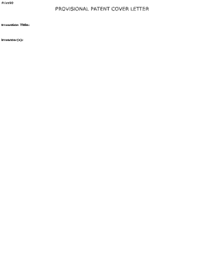 PROVISIONAL PATENT COVER LETTER