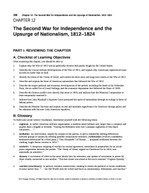 The Second War for Independence and the Upsurge of Nationalism, 18121824