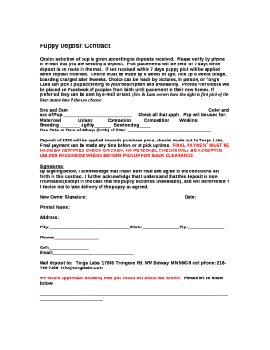 Choice selection of pup is given according to deposits received