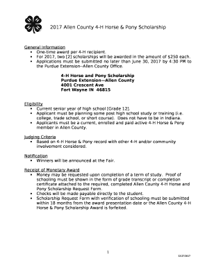 2017 Allen County 4-H Horse & Pony Scholarship