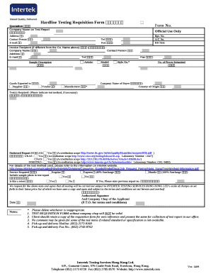 Hardline Testing Requisition Form Quotation
