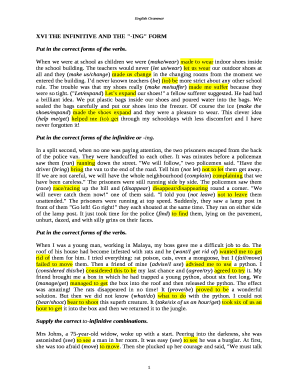 XVI THE INFINITIVE AND THE "-ING" FORM