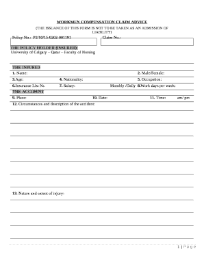 WORKMEN COMPENSATION CLAIM ADVICE