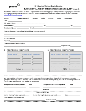 SUPPLEMENTAL MONEY-EARNING PERMISSION REQUEST- Awards