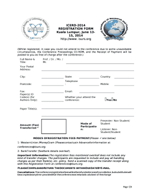 ICERD-2014 REGISTRATION FORM