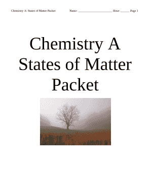 Worksheet #1: States of Matter