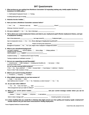 SRT Questionnaire