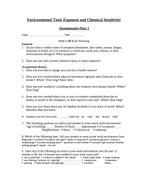 Environmental Toxic Exposure and Chemical Sensitivity