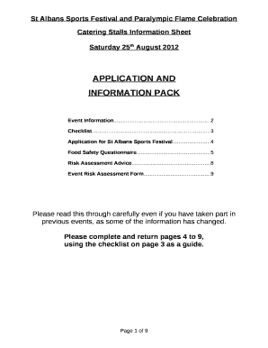 Catering Stalls Information Sheet