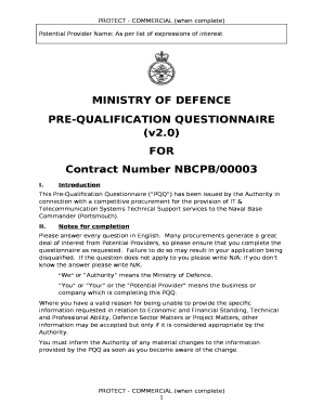 PRE-QUALIFICATION QUESTIONNAIRE (v2