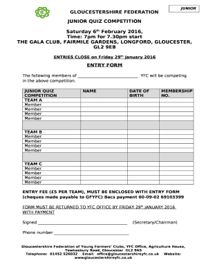 JUNIOR QUIZ COMPETITION