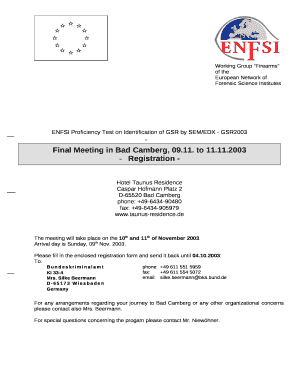 ENFSI Proficiency Test on Identification of GSR by SEM/EDX - GSR2003