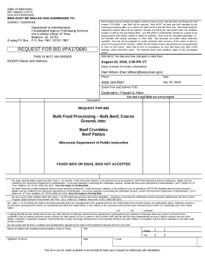 Bid envelope must be sealed and plainly marked in lower corner with due date and Request for Bid number PA170680