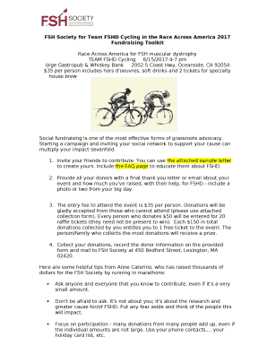FSH Society for Team FSHD Cycling in the Race Across America 2017 Fundraising Toolkit