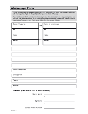 Whakapapa form