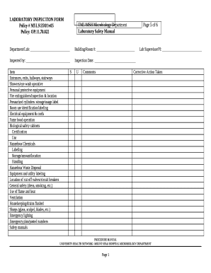 LABORATORY INSPECTION FORMPolicy # MILS3501v05Policy: OP