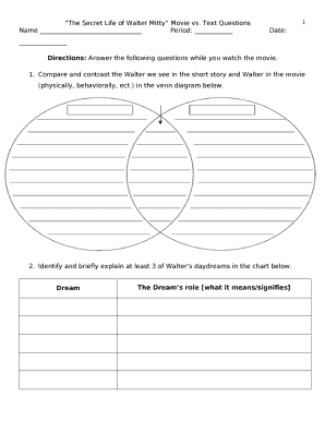 The secret life of walter mitty comparison worksheet answers