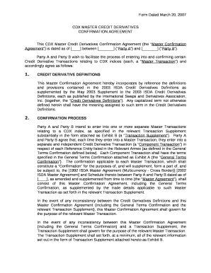 CDX MASTER CREDIT DERIVATIVES