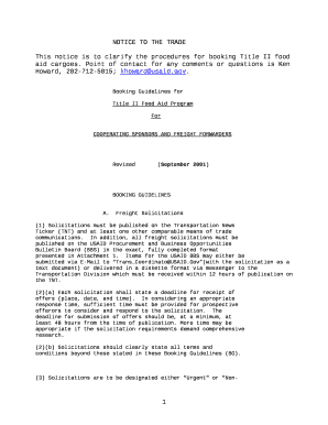 This notice is to clarify the procedures for booking Title II food aid cargoes
