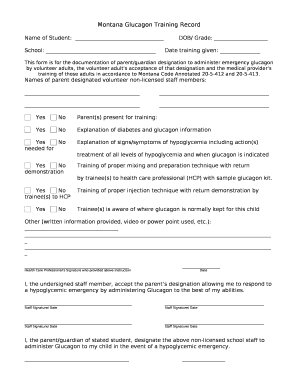 Montana Glucagon Training Record