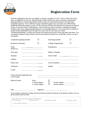 With this registration form you can register to become a member of E