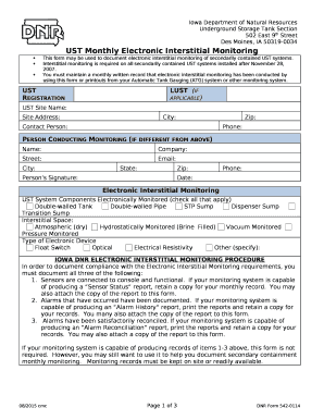 This form may be used to document electronic interstitial monitoring of secondarily contained UST systems