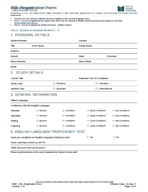 Esl registration form