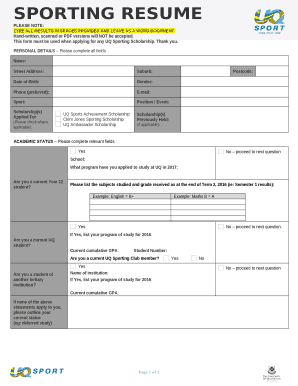 SPORTING RESUME