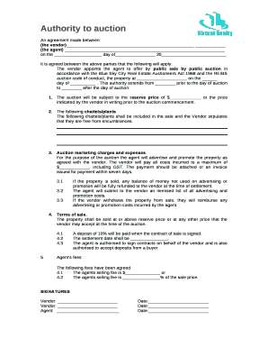 Authority to auction