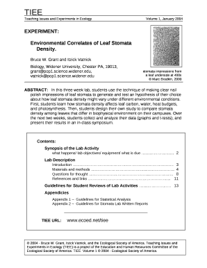 Environmental Correlates of Leaf Stomata Density