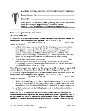 FACILITY REPAIR & MAINTENANCE INSTRUCTIONS TO BIDDERS