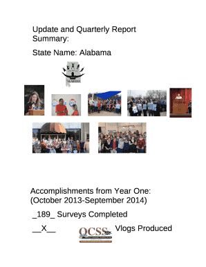 Update and Quarterly Report Summary: