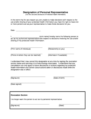 Designation of Personal Representative - Endocrinology Associates ...