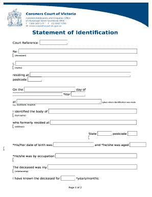 Statement of Identification