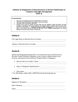 Deletion of Designation of Representative to Receive Notification of Claimed Copyright Infringement
