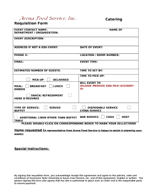 Catering Requisition Form