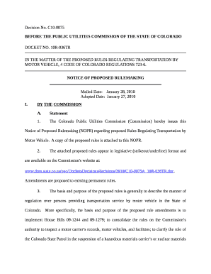 The Colorado Public Utilities Commission (Commission) hereby issues this Notice of Proposed Rulemaking (NOPR) regarding proposed Rules Regulating Transportation by Motor Vehicle