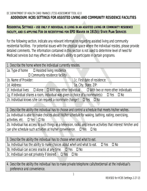 ADDENDUM: HCBS SETTINGS FOR ASSISTED LIVING AND COMMUNITY RESIDENCE FACILITIES