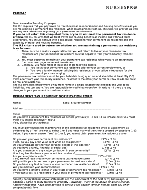 PERMANENT TAX RESIDENT NOTIFICATION